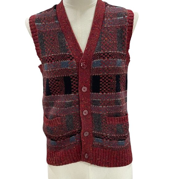 McGregor Wool Button Sweater Vest Red Plaid Grandpacore Vintage Heritage S - Picture 9 of 9